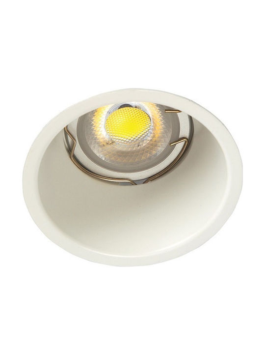 VK Lighting VK/03012G/W Στρογγυλό Μεταλλικό Χωνευτό Σποτ με Ντουί GU10 σε Λευκό χρώμα 8.3x8.3cm